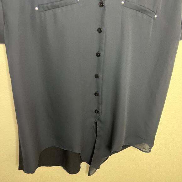 Fortune + Ivy Black Button Up Short Sleeve Small - Picture 4 of 9
